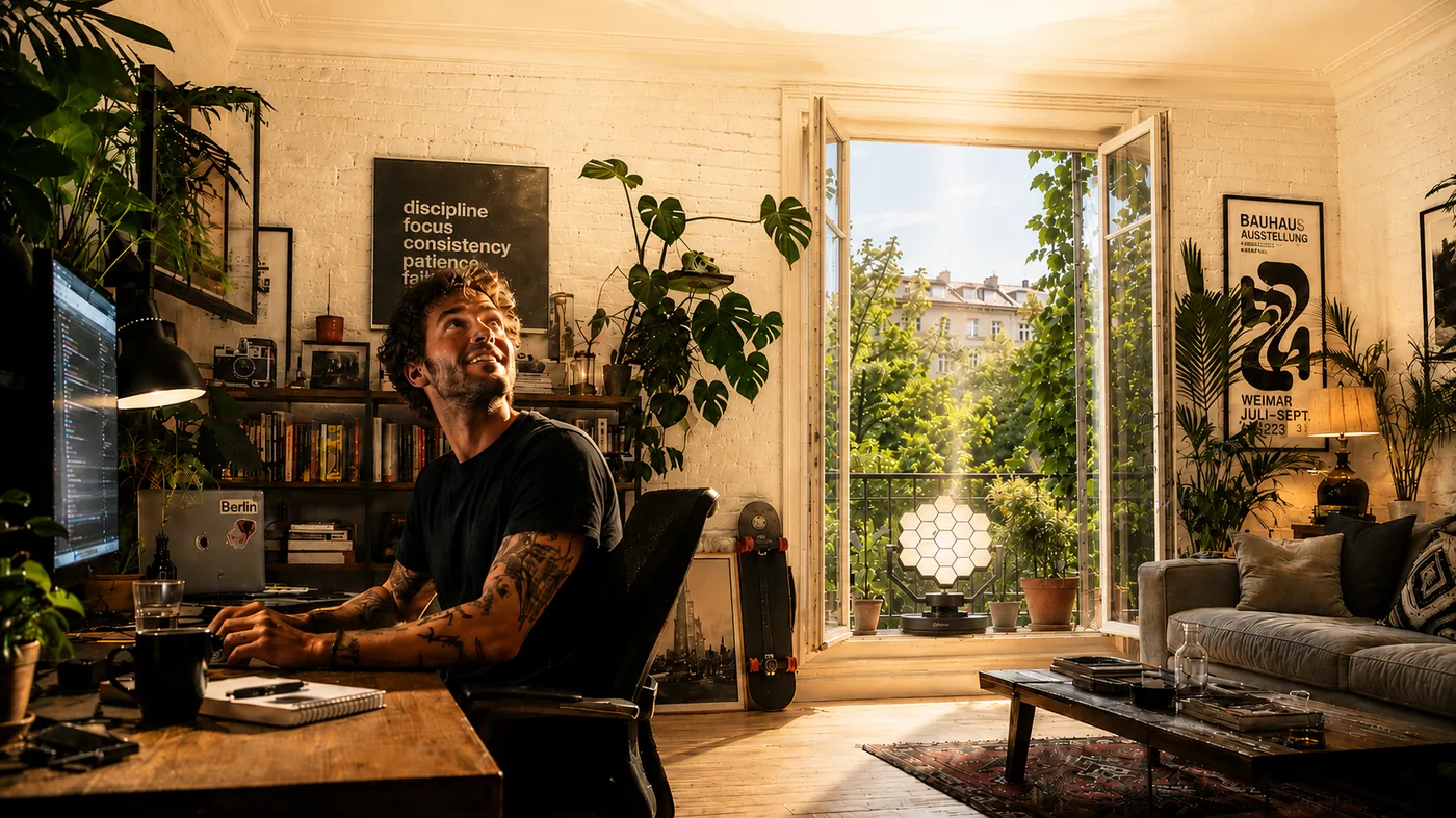 Vitales Homeoffice mit natürlichem Tageslicht